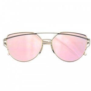 Cat Eye Mirrored Flat Lenses Aviator Sunglasses